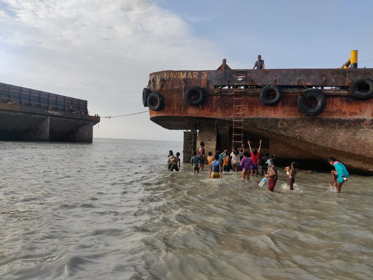 The abandoned tugboat, the Navimar 3, off the coast of Bangladesh